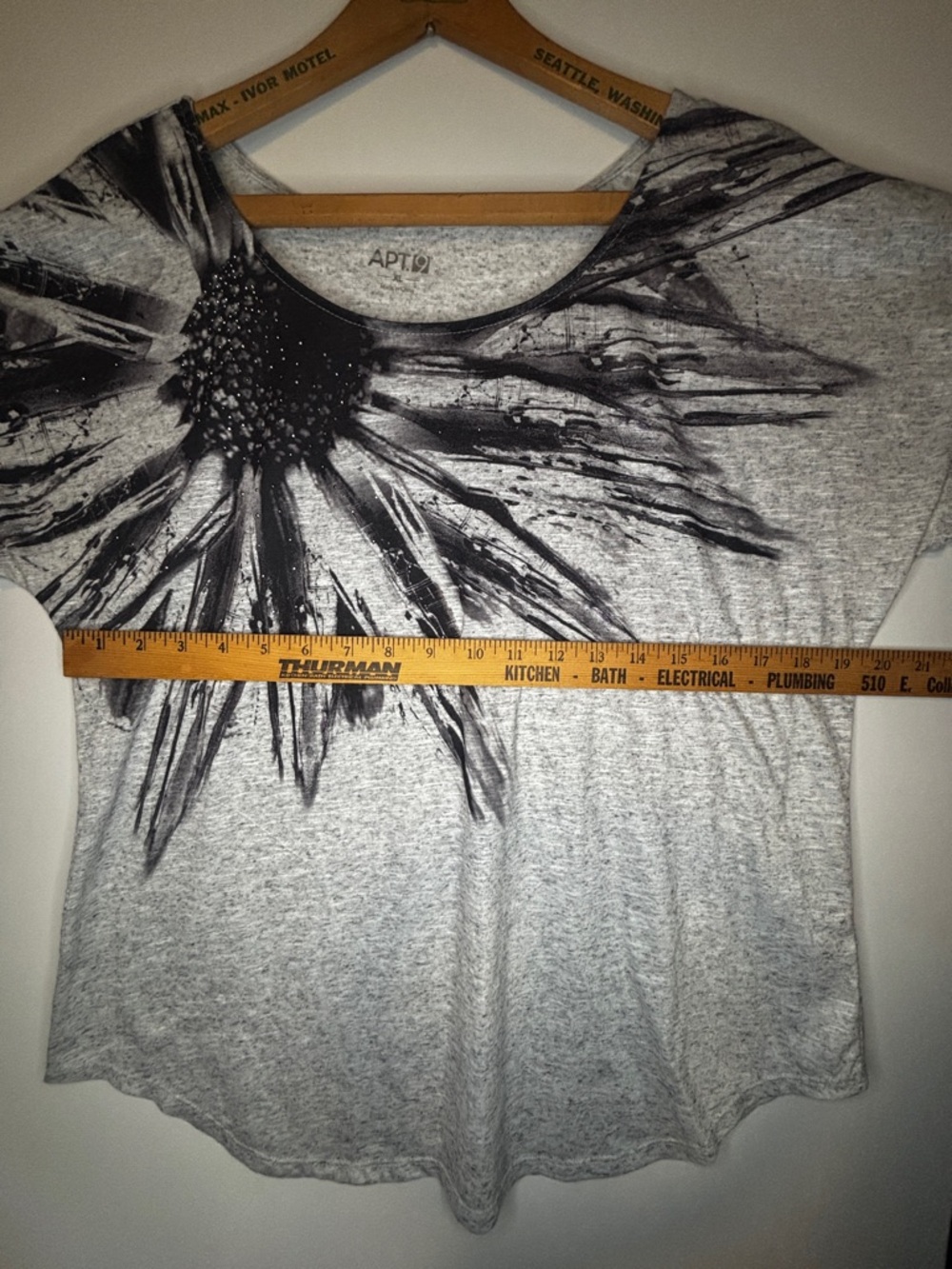 Gray Apt. 9 Embelished Floral Graphic Scoop Neck Linen Blend Top -XL- - Picture 11 of 13